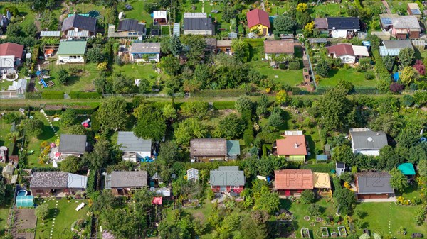 Aerial view of an allotment garden site