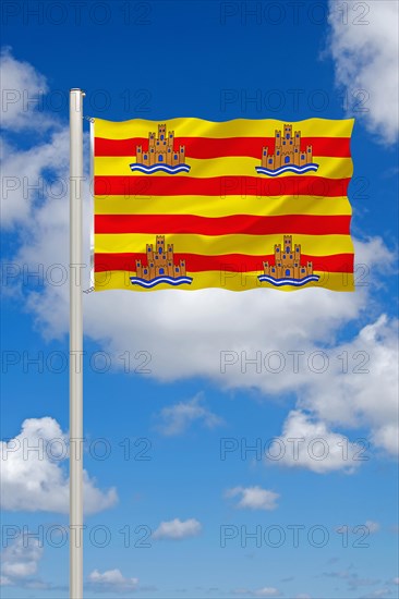 The flag of Ibiza, Island, Spain, Balearic Islands, Europe, Studio, Europe