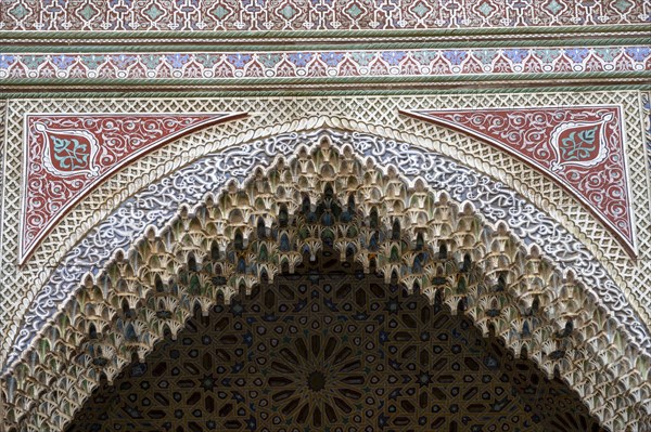Details, colourfully decorated facade, Marrakech