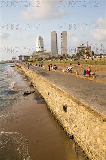 Twin towers of World Trade Centre and modern hotels, central business district, Colombo, Sri Lanka, Asia