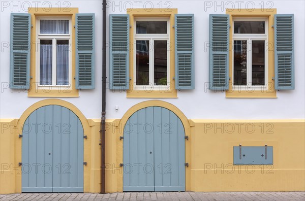 Facade with cellar doors and windows, Speyer, Rhineland-Palatinate, Germany, Europe