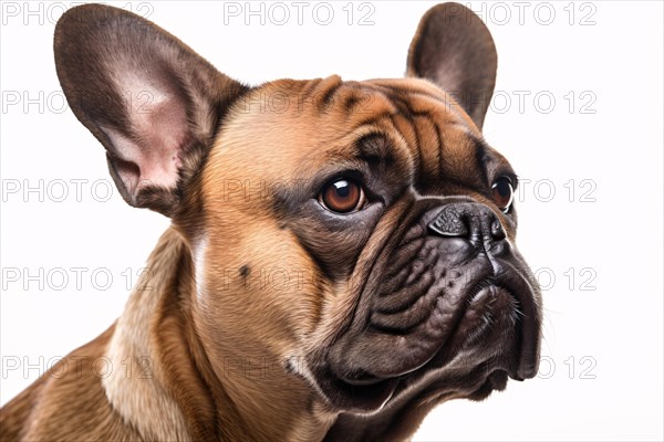 Portrait of French Bulldog dog on white background. KI generiert, generiert AI generated