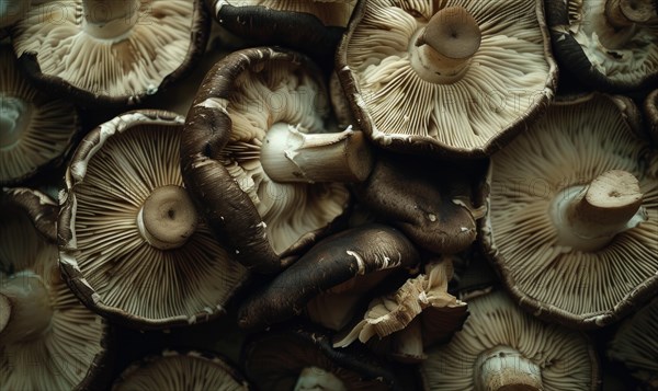 Mushrooms in the forest, close-up, macro photography AI generated
