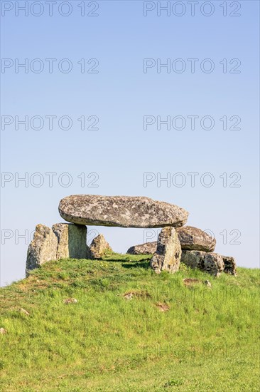Old Passage grave frome neolithic age on a hill, Luttra, Falkoeping, Sweden, Europe