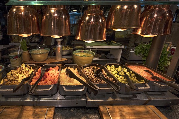 Warm buffet under heat lamps, Brandenburg, Germany, Europe