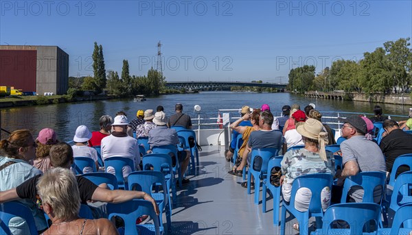 Upper deck of an excursion steamer on the Spree, Berlin-Treptow, Germany, Europe