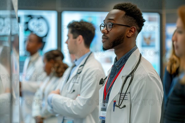 Group of medical students attentively participating in a training session, AI generated