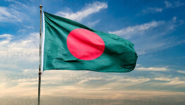 Flag, the national flag of Bangladesh flutters in the wind