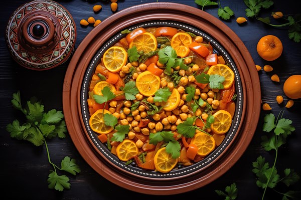 Moroccan Chickpea Tagine with Citrus and Herbs, AI generated