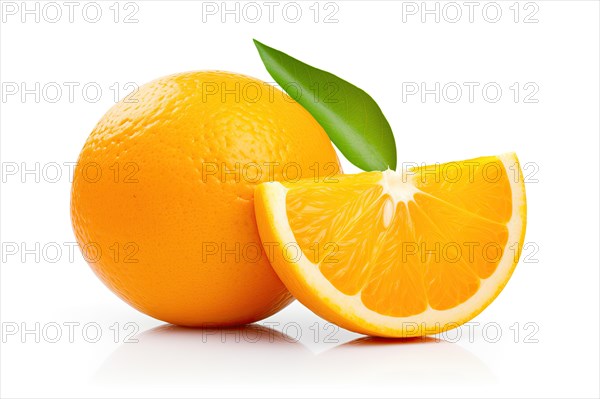 Fresh Orange and Slice Isolated on White, AI generated