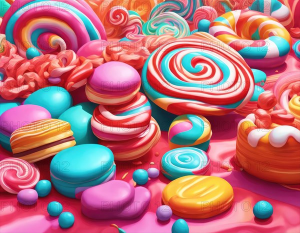 Abstract and fantastic background of colorful candies, AI generated