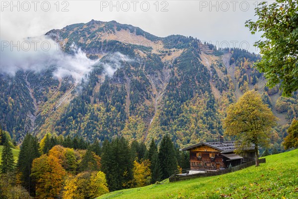 Gerstruben, a former mountain farming village in the Dietersbachtal valley near Oberstdorf, Allgaeu Alps, Allgaeu, Bavaria, Germany, Europe