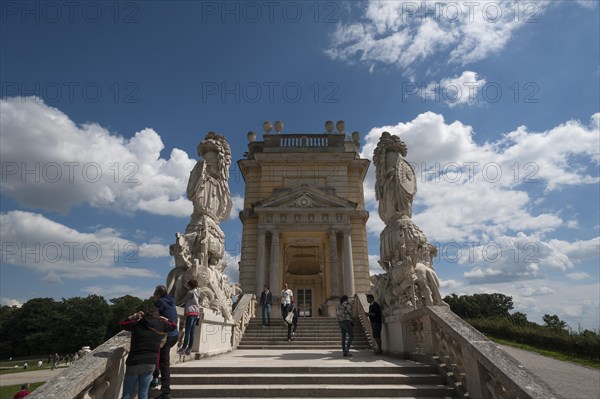 Side portal of the Gloriette, built in 1775, Schoenbrunn Palace Park, Schoenbrunn, Vienna, Austria, Europe