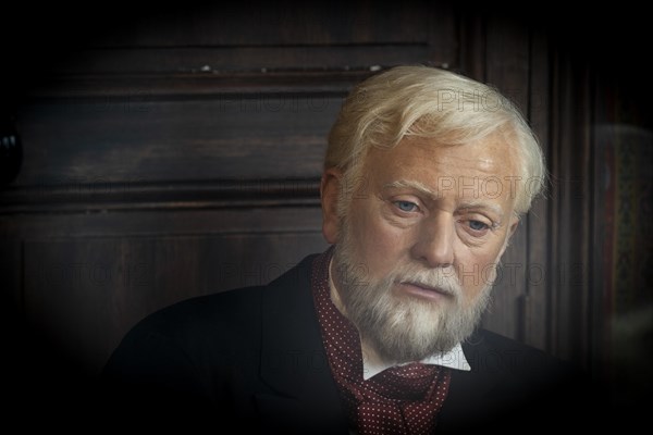 Gustave Eiffel, wax figure in Eiffel's former office at the top of the Eiffel Tower, Paris, Ile-de-France, France, Europe