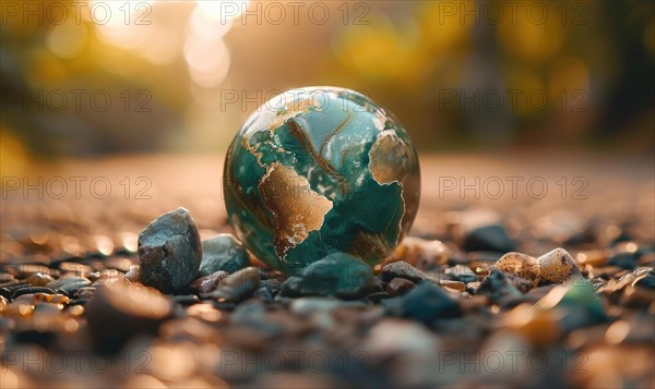 Natural gemstone sphere formed earth globe AI generated