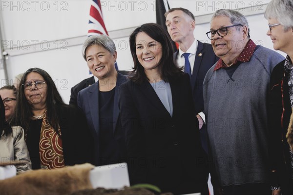 Annalena Baerbock (Alliance 90/The Greens), Federal Foreign Minister, and Penny Wong, Foreign Minister of Australia, photographed during the ceremony for the repatriation of cultural property of representatives of the Kaurna people in Adelaide, 3 May 2024. Baerbock is travelling to Australia, New Zealand and Fiji for political talks / Photographed on behalf of the Federal Foreign Office