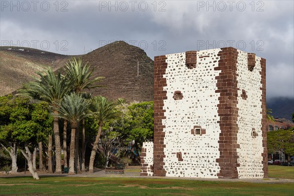 Torre del Conde, Tower of the Count, medieval defence defence tower in the park, Parque de la Torre, San Sebastian de La Gomera, La Gomera, Canary Islands, Spain, Europe