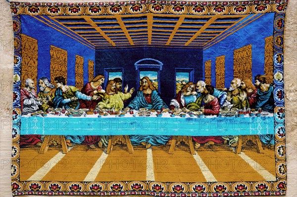 Monastery of Saint Ananias known as Deyrulzafaran or Saffron Monastery, Tapestry representing The Last Supper, Mardin, Turkey, Asia