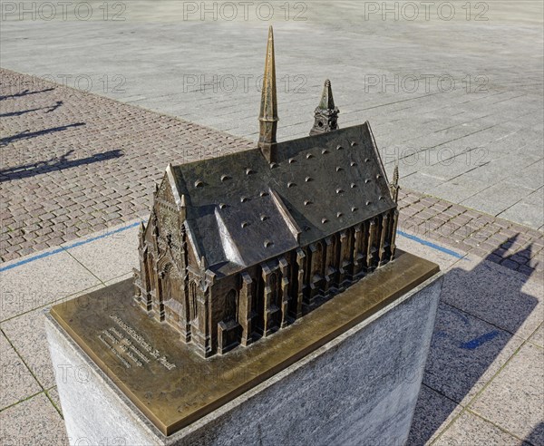 Model of the Paulinerkirche, also known as St Pauli's University Church, demolished in 1968, Augustusplatz, Leipzig, Saxony, Germany, Europe