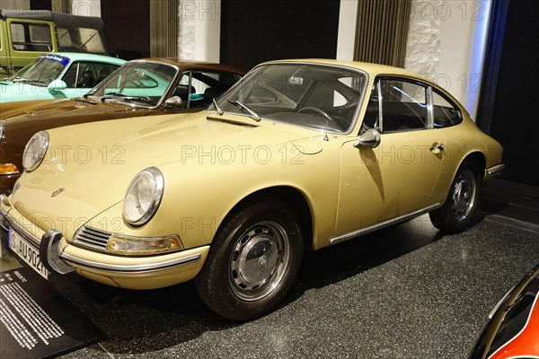 A beige Porsche 912 in a classic car collection, AUTOMUSEUM PROTOTYP, Hamburg, Hanseatic City of Hamburg, Germany Europe