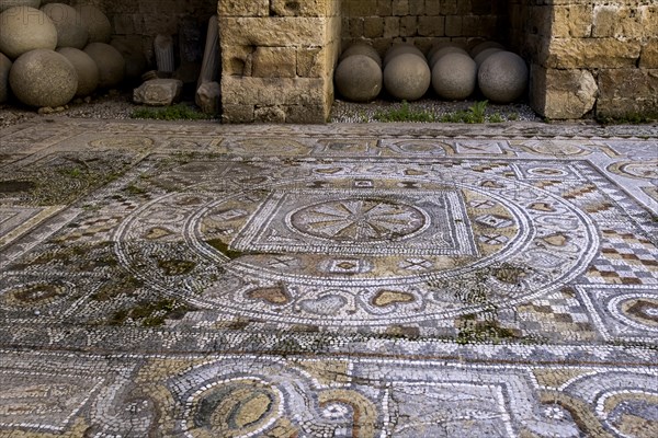 Floor mosaic, Archaeological Museum, former hospital of the Order of St John, 15th century, Old Town, Rhodes Town, Greece, Europe