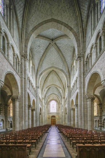 Nave, Romanesque-Gothic Saint-Julien du Mans Cathedral, Le Mans, Sarthe department, Pays de la Loire region, France, Europe