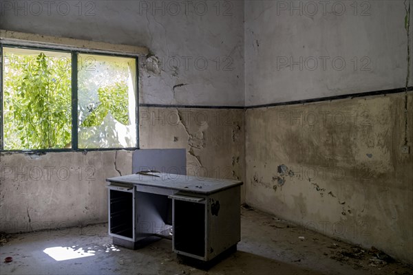 Ruins in the ghost town of Eleousa, former sanatorium for tuberculosis, Lost Place, Rhodes, Dodecanese, Greek island, Greece, Europe