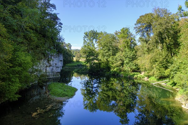 Danube at the Fuerstlicher Park Inzigkofen near Sigmaringen, Upper Danube Valley, Baden-Wuerttemberg, Germany, Europe