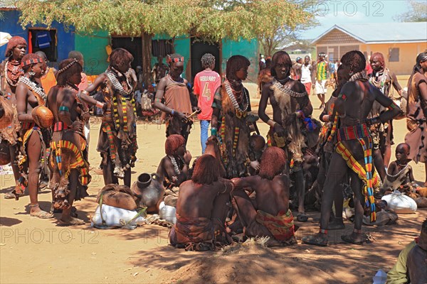 South Ethiopia, Omo region, market in the village of Turmi, the tribe ...