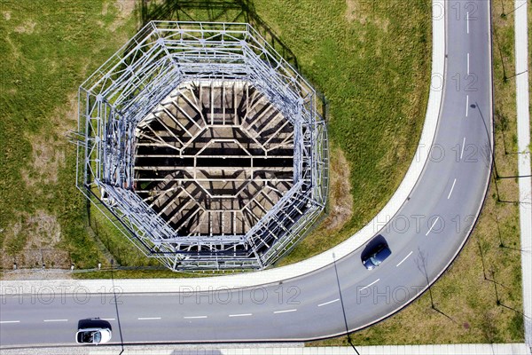 Steel skeleton of a cooling tower on the Phoenix West site in Dortmund. Following the closure of the blast furnace plant, which last belonged to ThyssenKrupp Stahl AG, a blast furnace with ancillary units was dismantled and shipped to China. The facilities and buildings of the old steelworks are listed buildings. Blast furnace 5 has been renovated and made accessible with an adventure trail, Dortmund, 30.03.2014, Gelsenkirchen