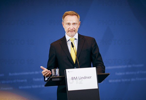 Christian Lindner (FDP), Federal Minister of Finance, photographed during a press conference on tax estimation in Berlin, 16.05.2024. Photographed on behalf of the Federal Ministry of Finance (BMF)