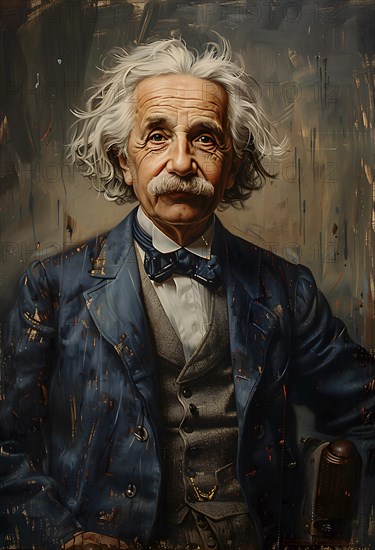 Oil-painted portrait of the physicist Albert Einstein, modern interpretation, AI generated, AI generated