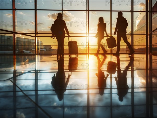 Passengers wait to board their plane at the airport, AI generated