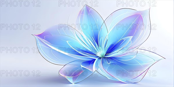 Digital rendered flower evolving in a futuristic forward botanical concept with minimalistic forms, AI generated