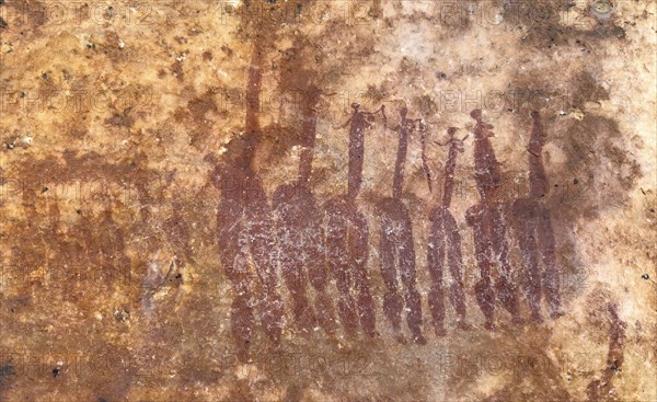 Prehistoric depiction of woman on a rock, San rock paintings, Sevilla Art Rock Trail, Cederberg Mountains, near Clanwilliam, Western Cape, South Africa, Africa