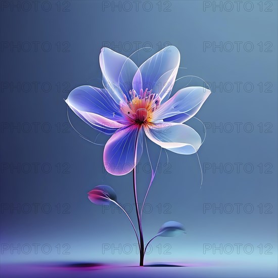 Digital rendered flower evolving in a futuristic forward botanical concept with minimalistic forms, AI generated