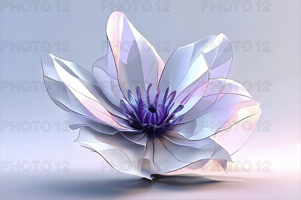 Digital rendered flower evolving in a futuristic forward botanical concept with minimalistic forms, AI generated