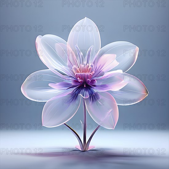 Digital rendered flower evolving in a futuristic forward botanical concept with minimalistic forms, AI generated