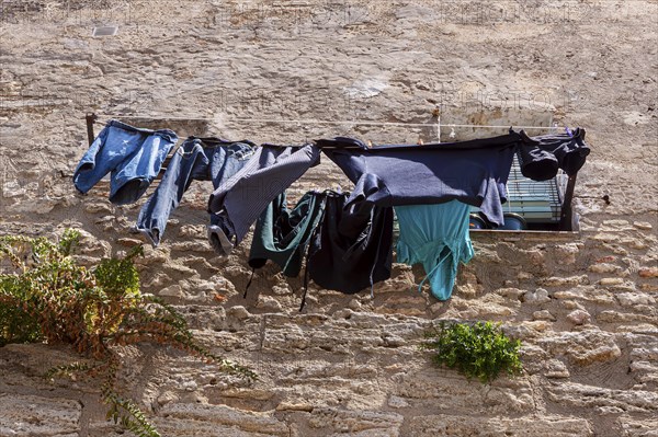 Laundry on the washing line, Vejer, Andalusia, Spain, Europe