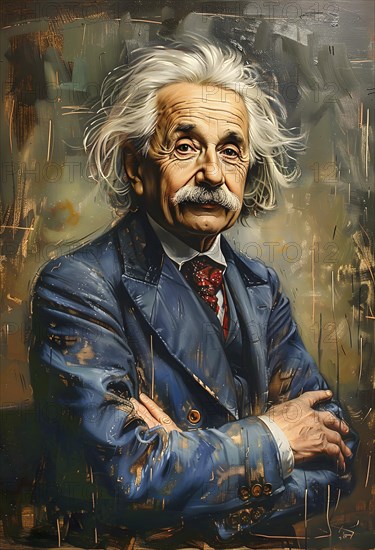 Oil-painted portrait of the physicist Albert Einstein, modern interpretation, AI generated, AI generated