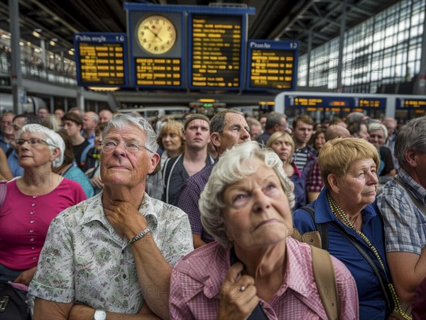 Passengers wait to board their plane at the airport, AI generated