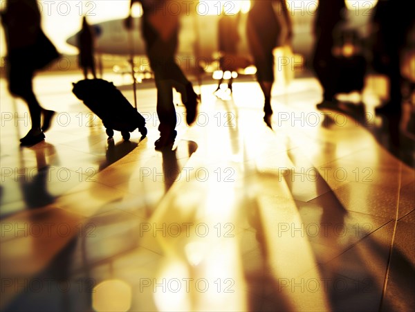 Passengers wait to board their plane at the airport, AI generated