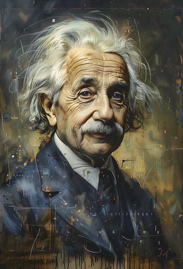 Oil-painted portrait of the physicist Albert Einstein, modern interpretation, AI generated, AI generated