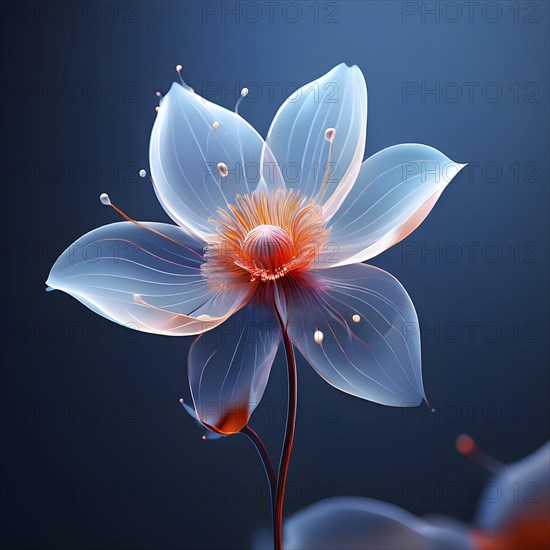 Digital rendered flower evolving in a futuristic forward botanical concept with minimalistic forms, AI generated