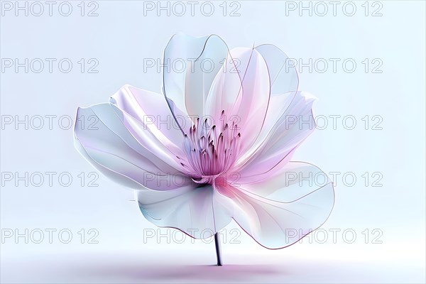 Digital rendered flower evolving in a futuristic forward botanical concept with minimalistic forms, AI generated