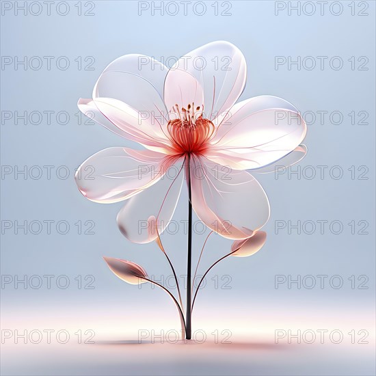 Digital rendered flower evolving in a futuristic forward botanical concept with minimalistic forms, AI generated