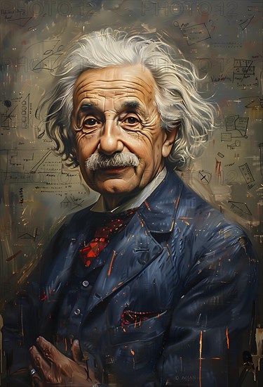 Oil-painted portrait of the physicist Albert Einstein, modern interpretation, AI generated, AI generated