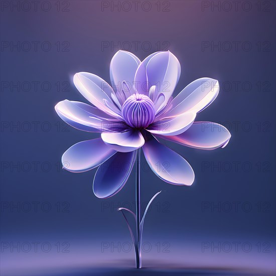 Digital rendered flower evolving in a futuristic forward botanical concept with minimalistic forms, AI generated