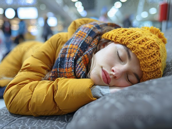 Passengers wait to board their plane at the airport, AI generated