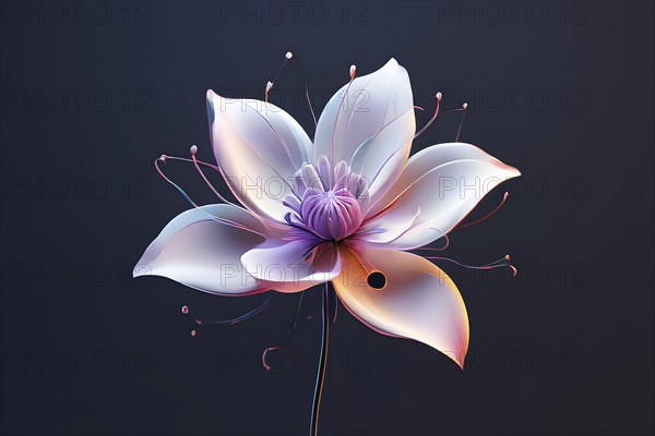 Digital rendered flower evolving in a futuristic forward botanical concept with minimalistic forms, AI generated